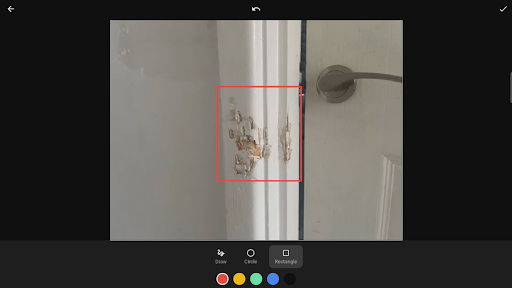 Tablet photo annotation with rectangle markup tool